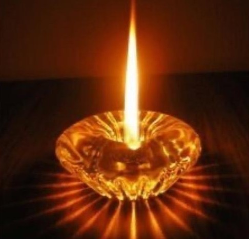 Candle flame in a glass bowl